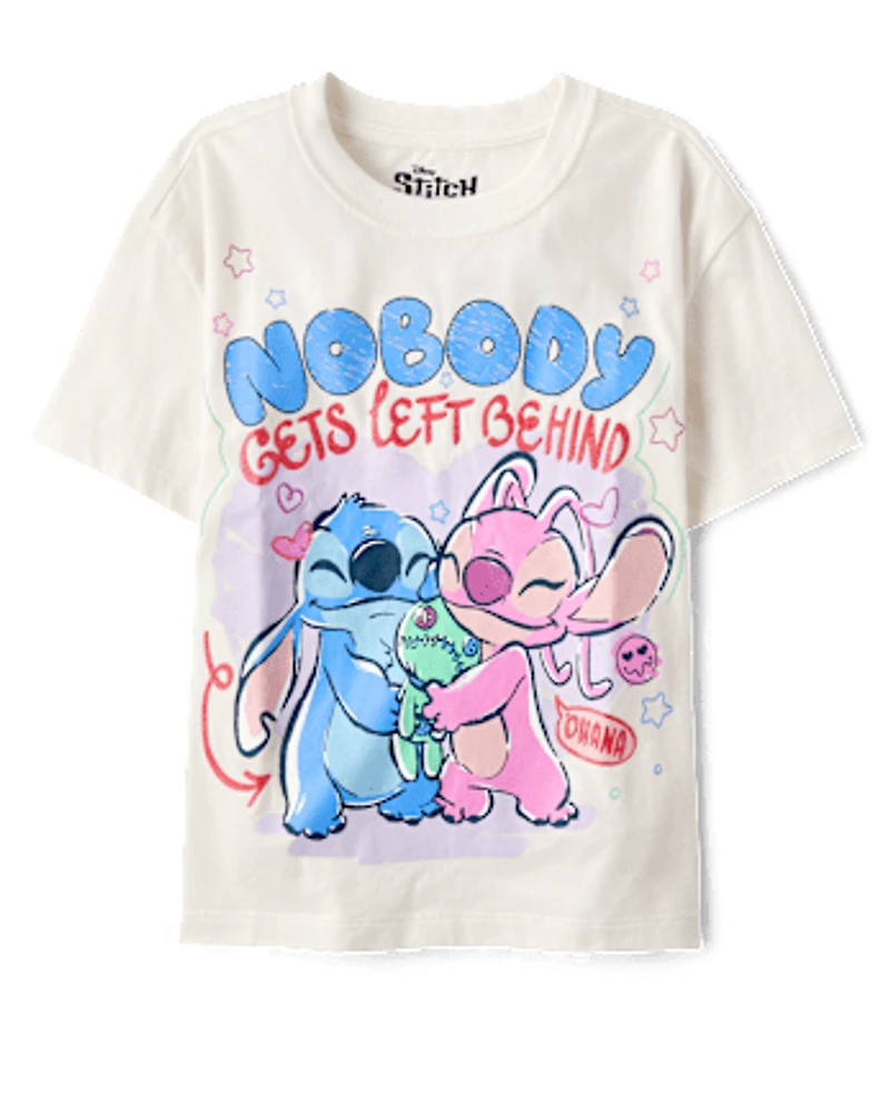 Girls Stitch™ Nobody Gets Left Behind Glitter Oversized Graphic Tee