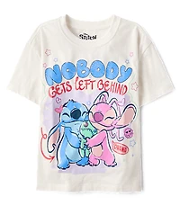 Girls Stitch™ Nobody Gets Left Behind Glitter Oversized Graphic Tee