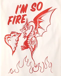 Boys Valentine's Day I'm So Fire Dragon Graphic Tee