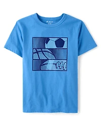 Boys Sports Balls Puff Print Graphic Tee