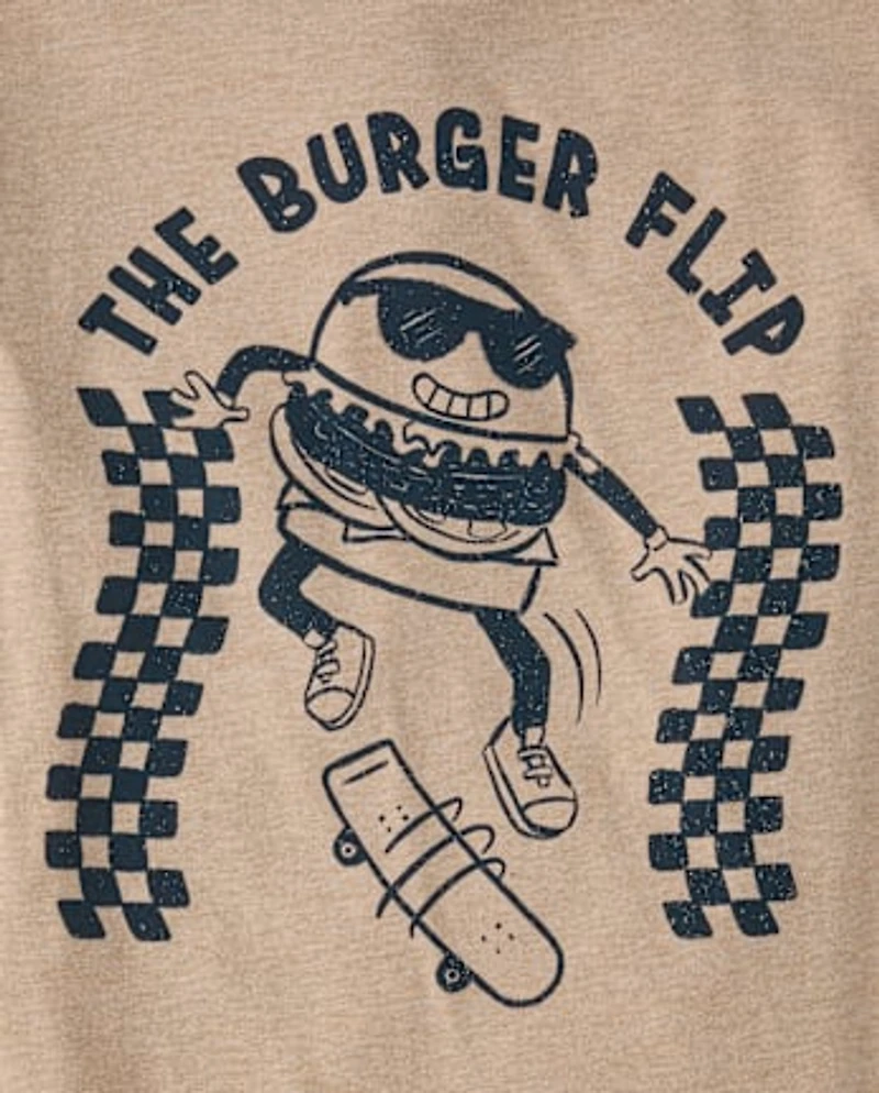 Boys Skater Burger Flip Graphic Tee