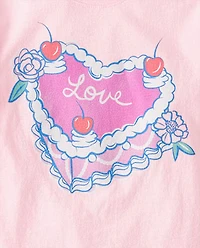 Girls Sweet Heart Cake Graphic Tee