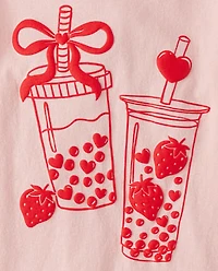Girls Valentine's Day Boba Love Graphic Tee
