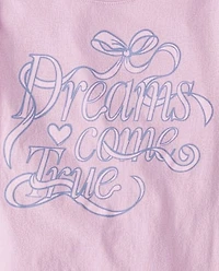 Girls Dreams Come True Ribbon Graphic Tee