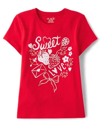 Girls Valentine's Day Sweet Doodles Graphic Tee