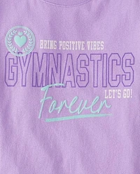 Girls Gymnastics Forever Puff Print Graphic Tee