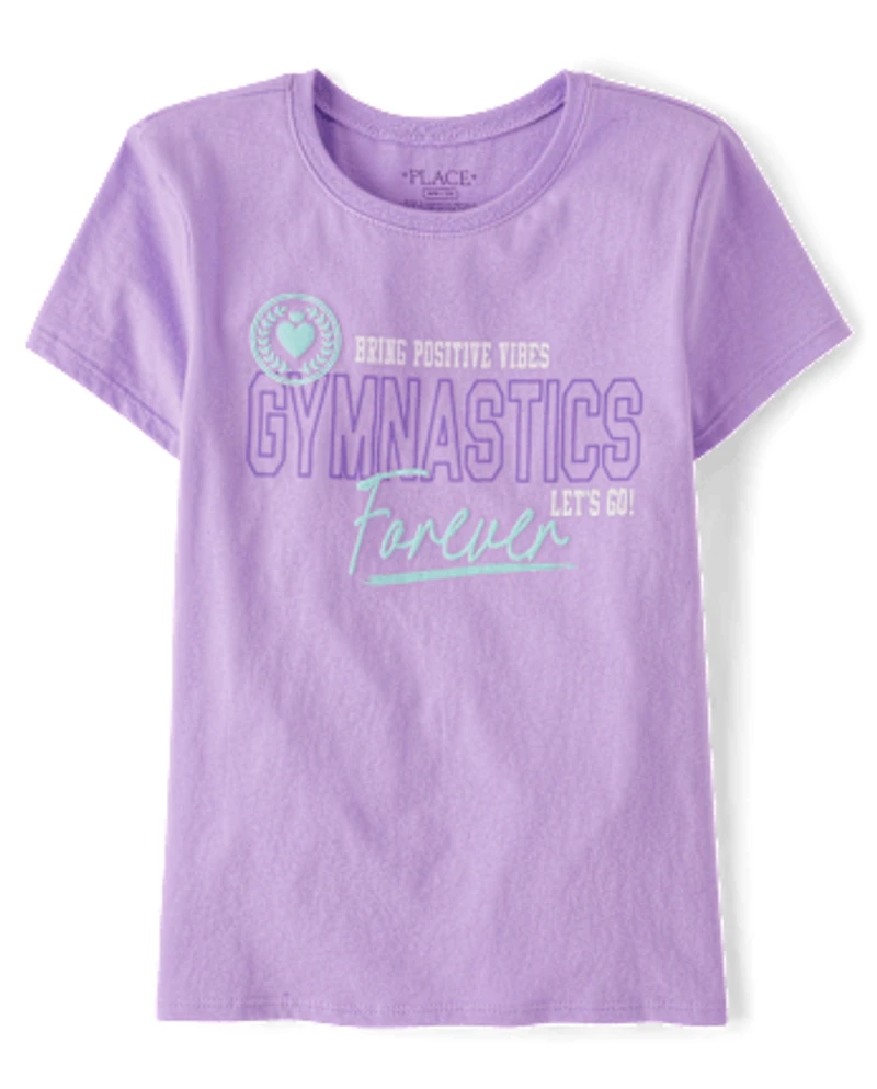 Girls Gymnastics Forever Puff Print Graphic Tee