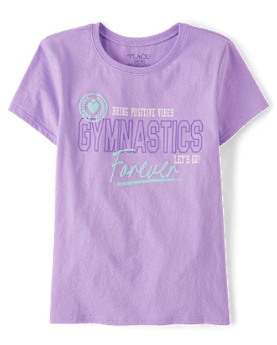 Girls Gymnastics Forever Puff Print Graphic Tee