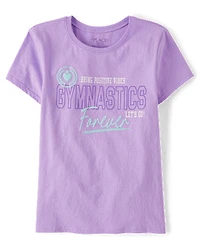 Girls Gymnastics Forever Puff Print Graphic Tee