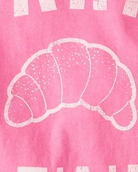 Girls Paris Je T'aime Croissant Graphic Tee