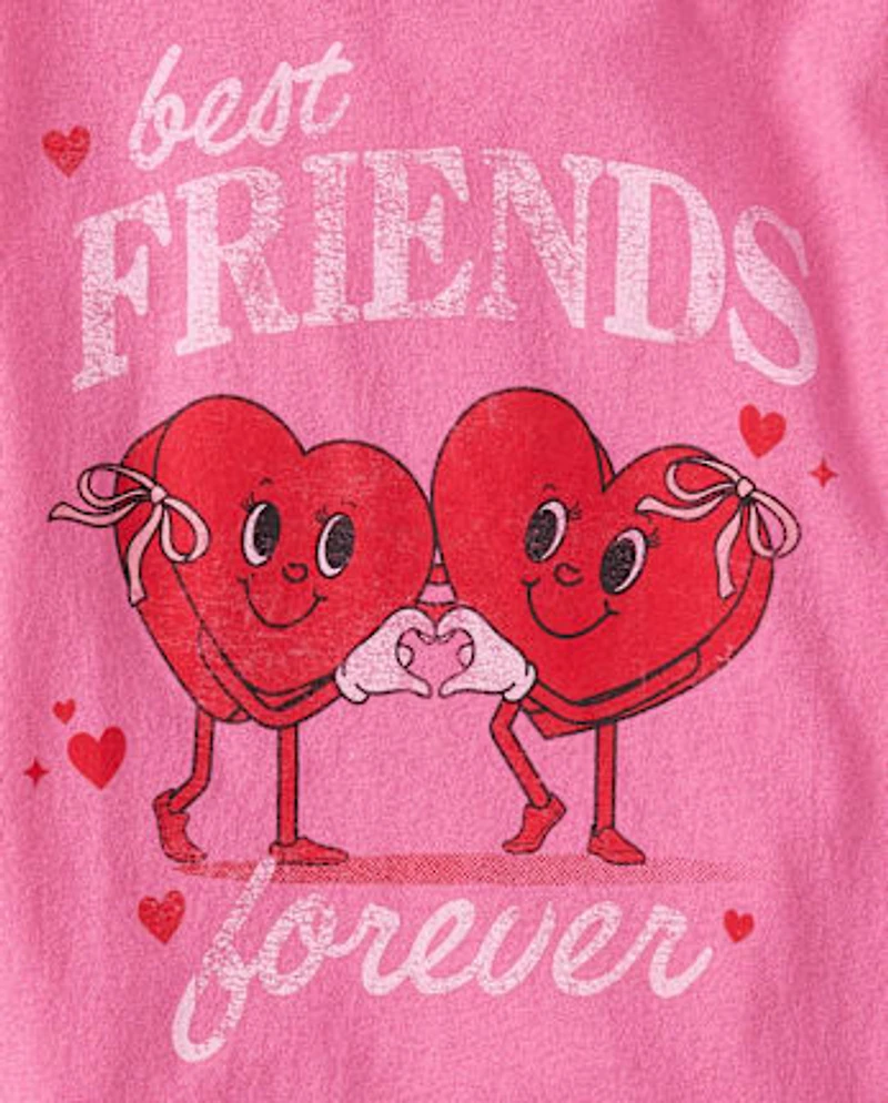 Girls Valentine's Day Best Friends Forever Graphic Tee