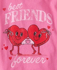 Girls Valentine's Day Best Friends Forever Graphic Tee