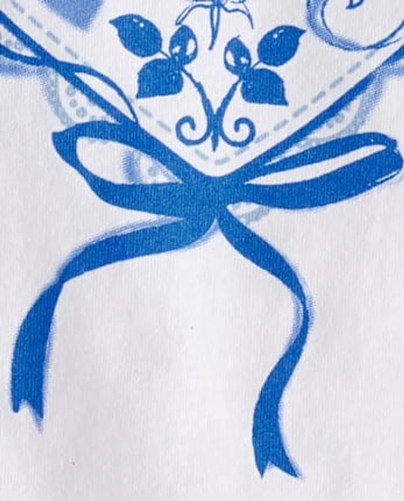 Girls Flower Heart Graphic Tee