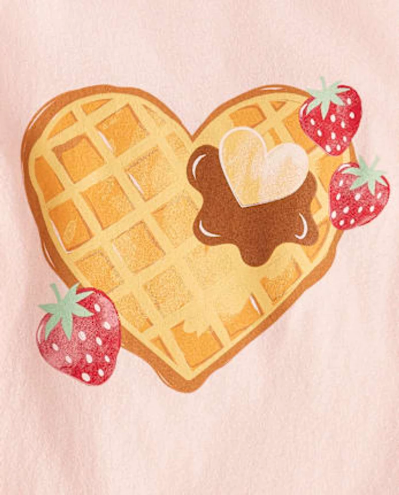 Girls Strawberry Heart Waffle Graphic Tee
