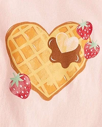 Girls Strawberry Heart Waffle Graphic Tee