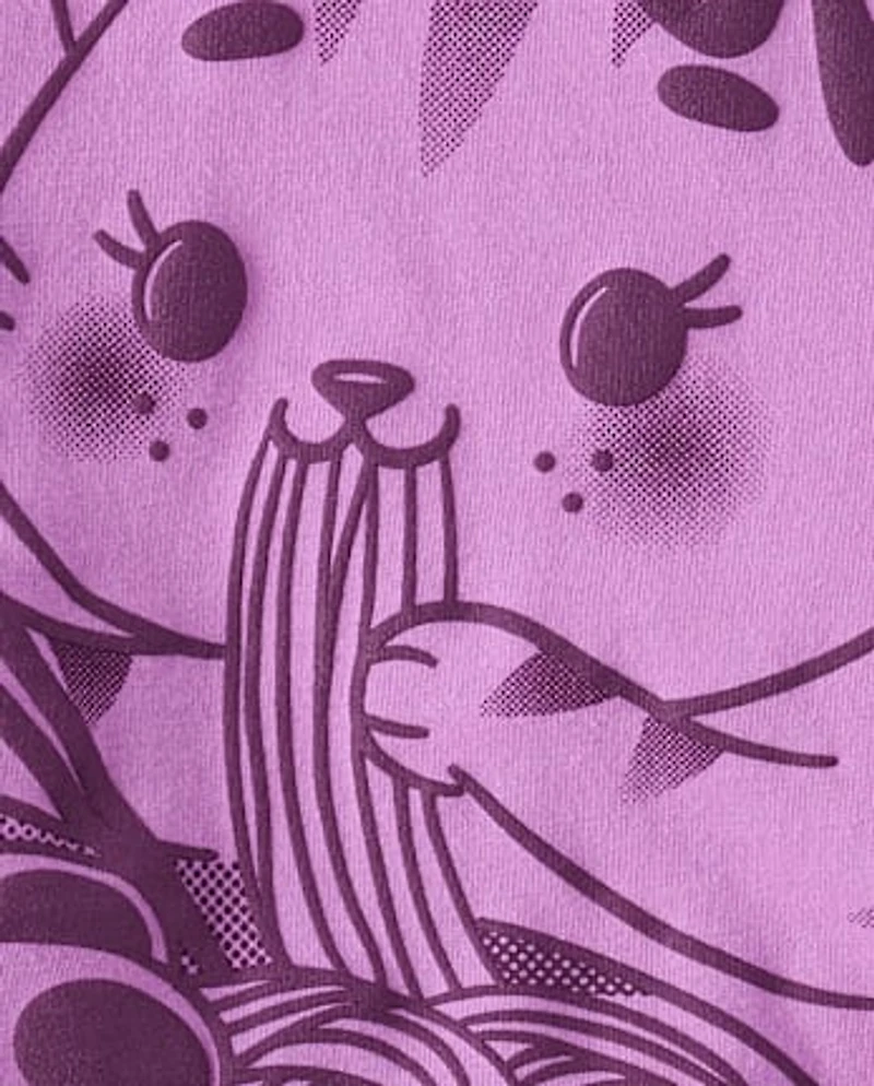 Girls Cat Ramen Graphic Tee