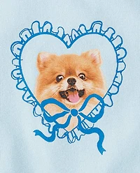 Girls Dog Bow Graphic Baby Tee