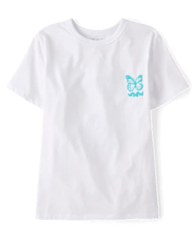 Girls Dreamer Butterfly Puff Print Front And Back Oversized Graphic Tee