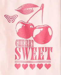Girls Cherry Front And Back Oversized Graphic Tee