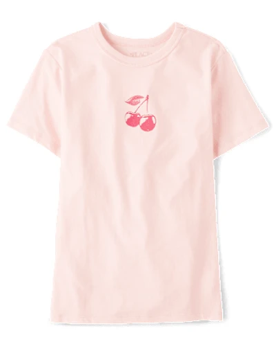 Girls Cherry Front And Back Oversized Graphic Tee