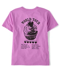 Girls Cupcake World Tour Front And Back Oversized Graphic Tee