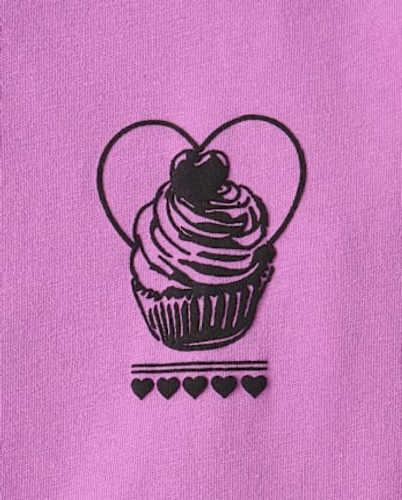 Girls Cupcake World Tour Front And Back Oversized Graphic Tee