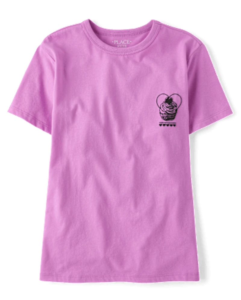 Girls Cupcake World Tour Front And Back Oversized Graphic Tee