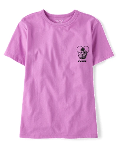 Girls Cupcake World Tour Front And Back Oversized Graphic Tee