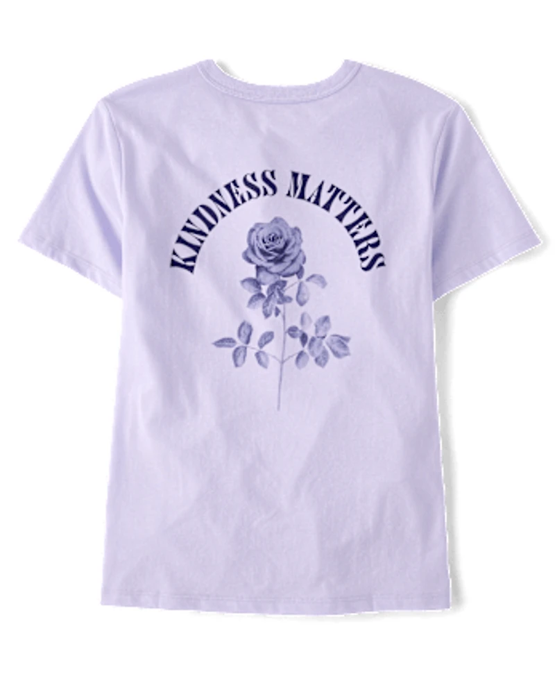 Girls Kindness Club Puff Print Front And Back Oversized Graphic Tee