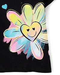 Baby And Toddler Girls Flower Heart Graphic Tee