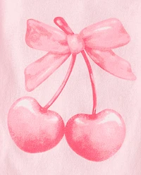 Baby And Toddler Girls Valentine's Day Bow Cherries Graphic Tee