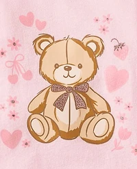 Baby And Toddler Girls Valentine's Day Teddy Bear Hearts Graphic Tee