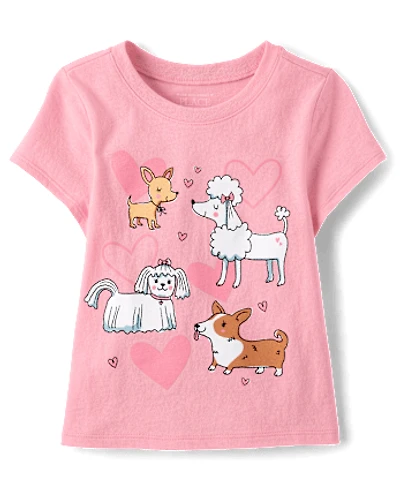 Baby And Toddler Girls Dog Friends Graphic Tee