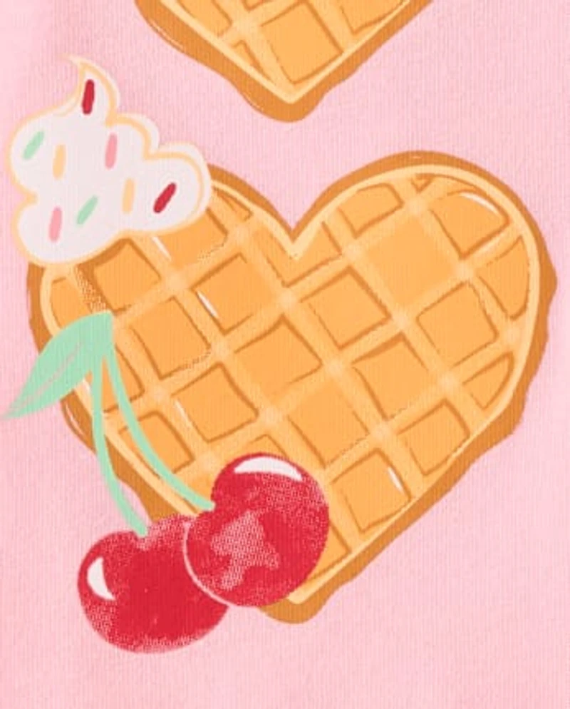 Baby And Toddler Girls Heart Waffles Graphic Tee