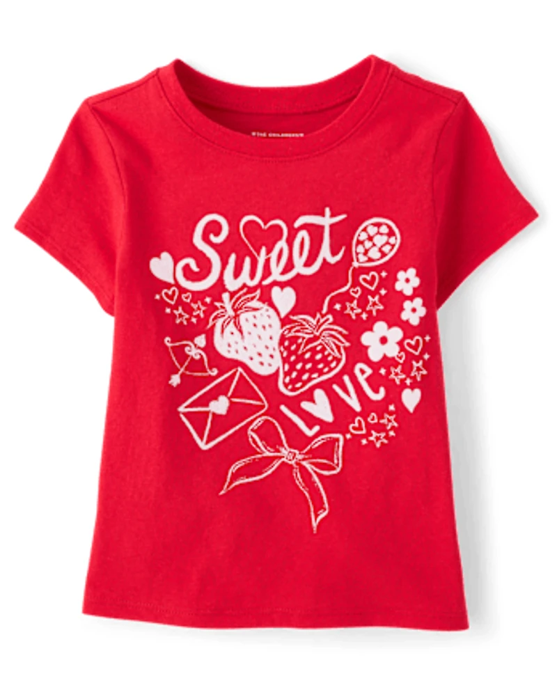Baby And Toddler Girls Valentine's Day Sweet Doodles Graphic Tee