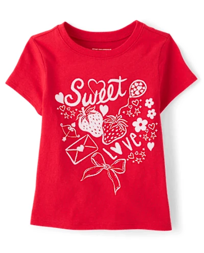 Baby And Toddler Girls Valentine's Day Sweet Doodles Graphic Tee