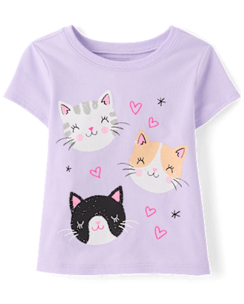 Baby And Toddler Girls Cat Friends Graphic Tee