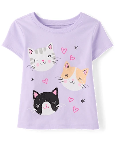 Baby And Toddler Girls Cat Friends Graphic Tee