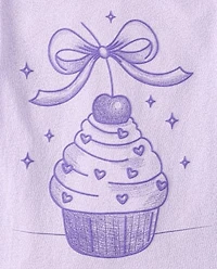 Baby And Toddler Girls Cupcake Bow Graphic Tee