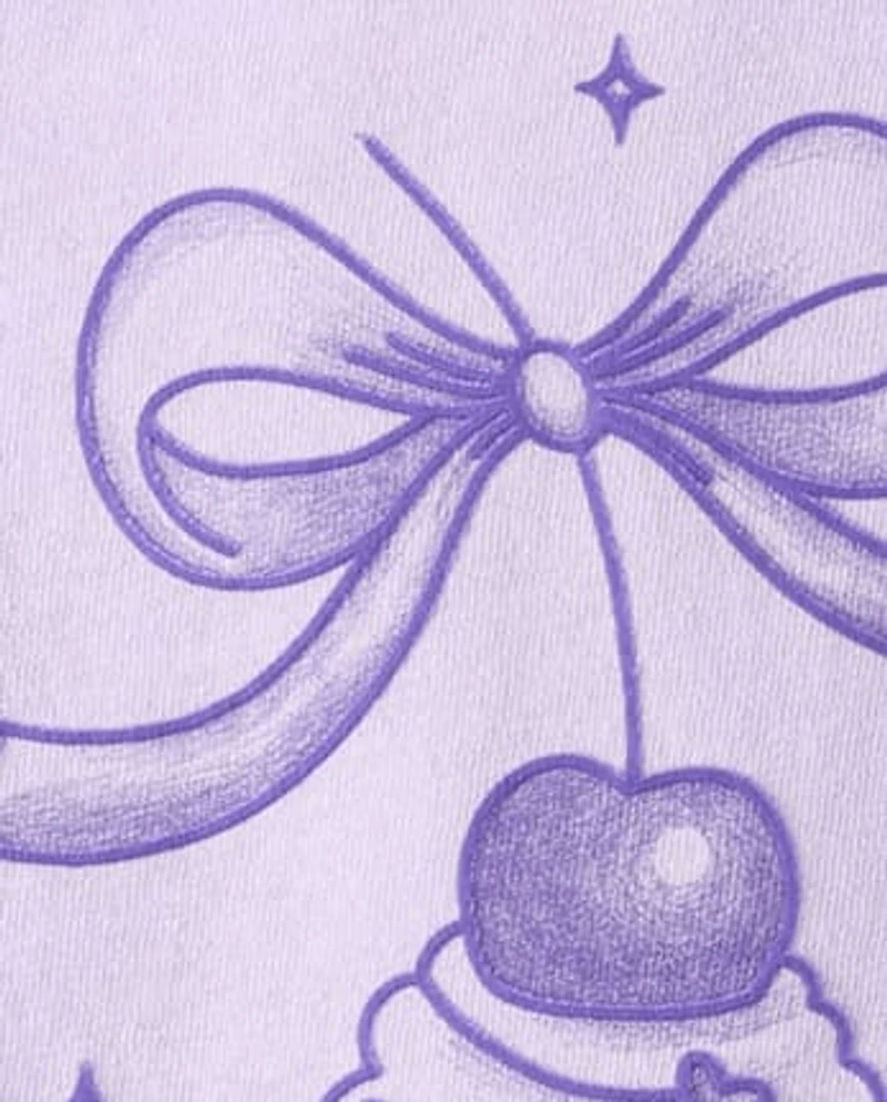 Baby And Toddler Girls Cupcake Bow Graphic Tee