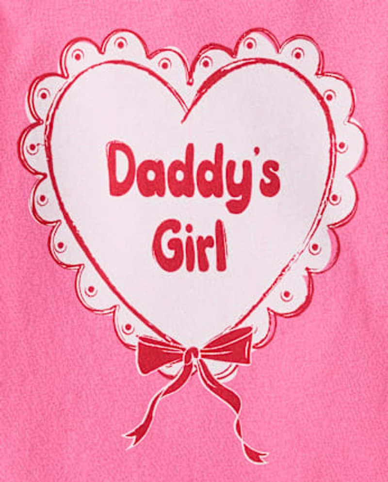 Baby And Toddler Girls Valentine's Dat Daddy's Girl Heart Graphic Tee