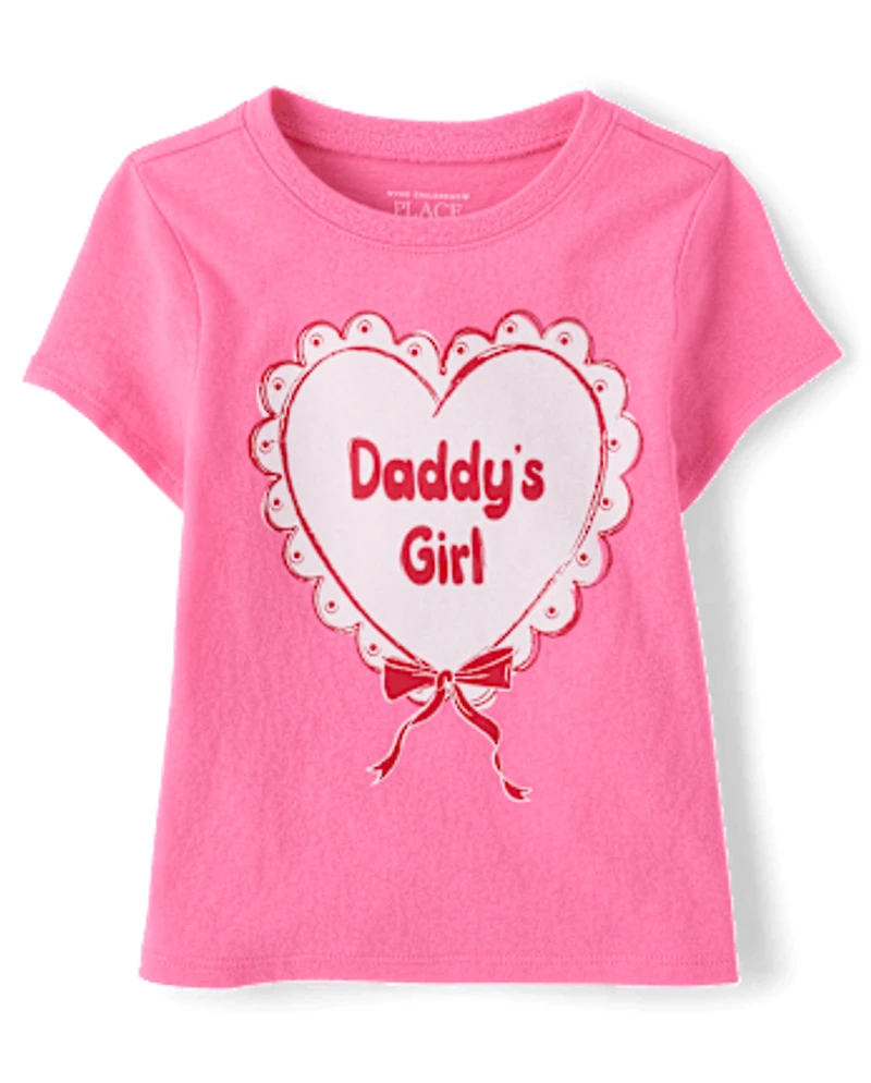 Baby And Toddler Girls Valentine's Dat Daddy's Girl Heart Graphic Tee