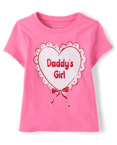 Baby And Toddler Girls Valentine's Dat Daddy's Girl Heart Graphic Tee