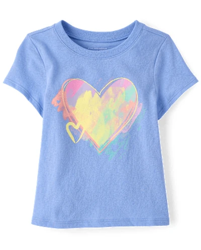 Baby And Toddler Girls Sweet Heart Art Graphic Tee