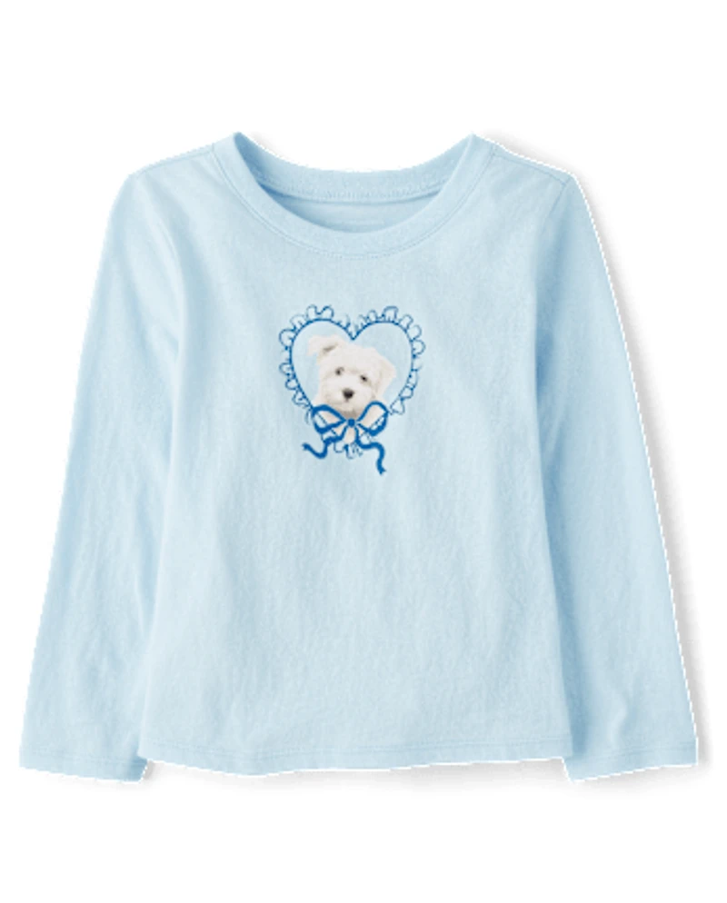 Baby And Toddler Girls Dog Heart Graphic Tee