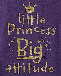 Baby And Toddler Girls Little Princess Big Attitude Graphic Tee