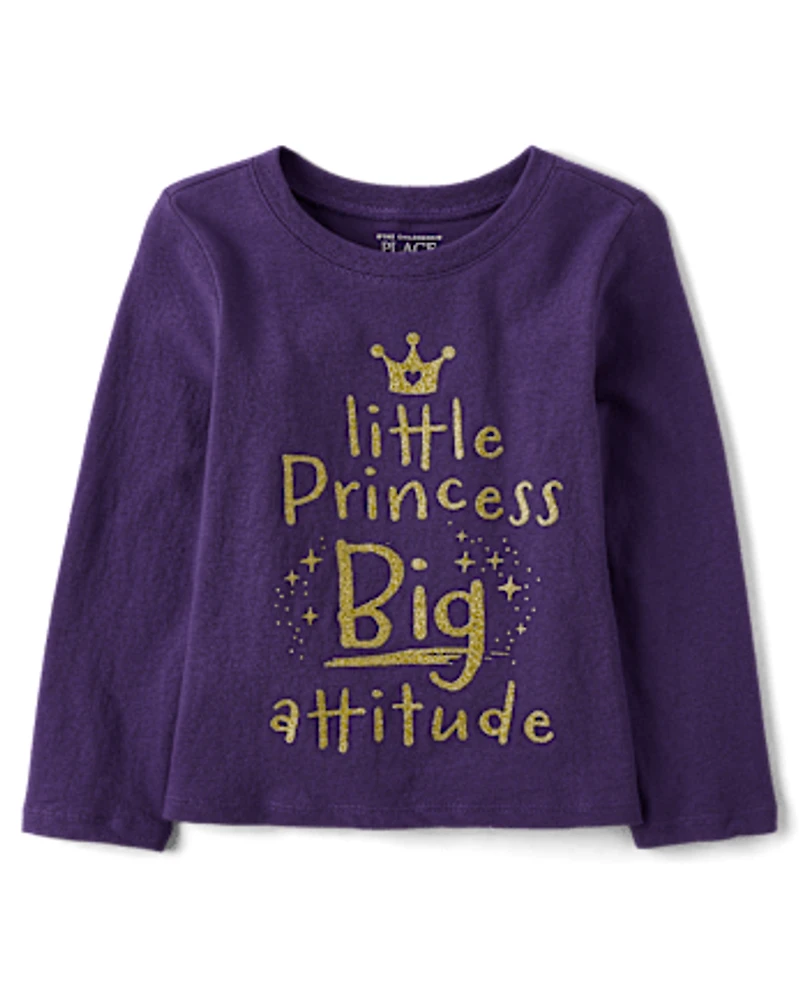 Baby And Toddler Girls Little Princess Big Attitude Graphic Tee
