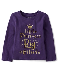 Baby And Toddler Girls Little Princess Big Attitude Graphic Tee