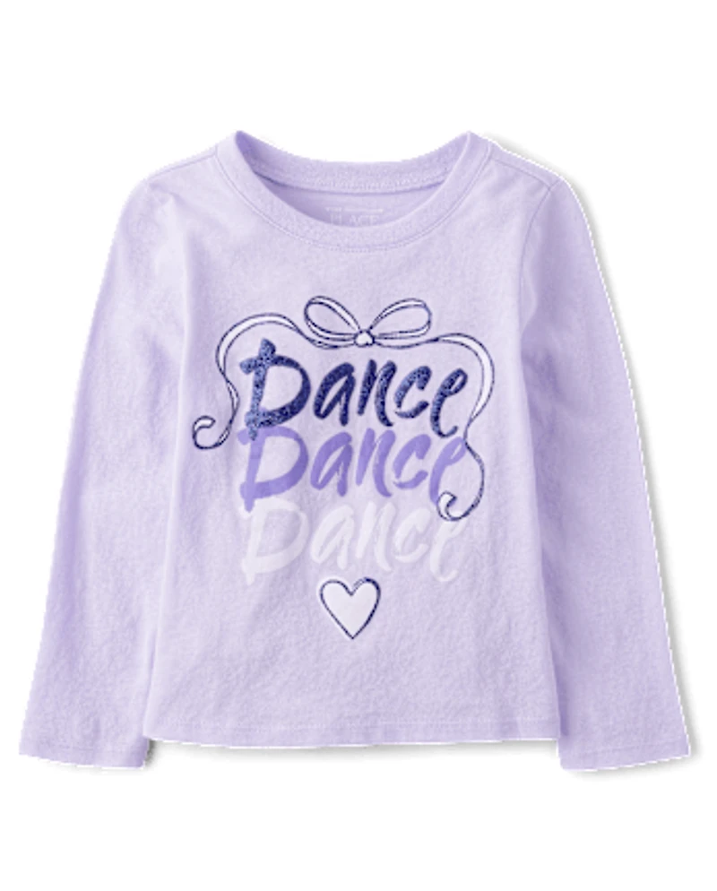 Baby And Toddler Girls Dance Glitter Graphic Tee