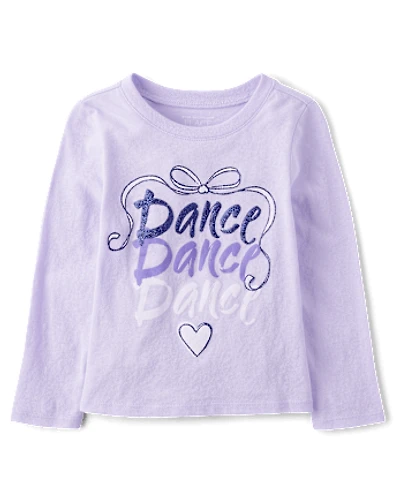 Baby And Toddler Girls Dance Glitter Graphic Tee
